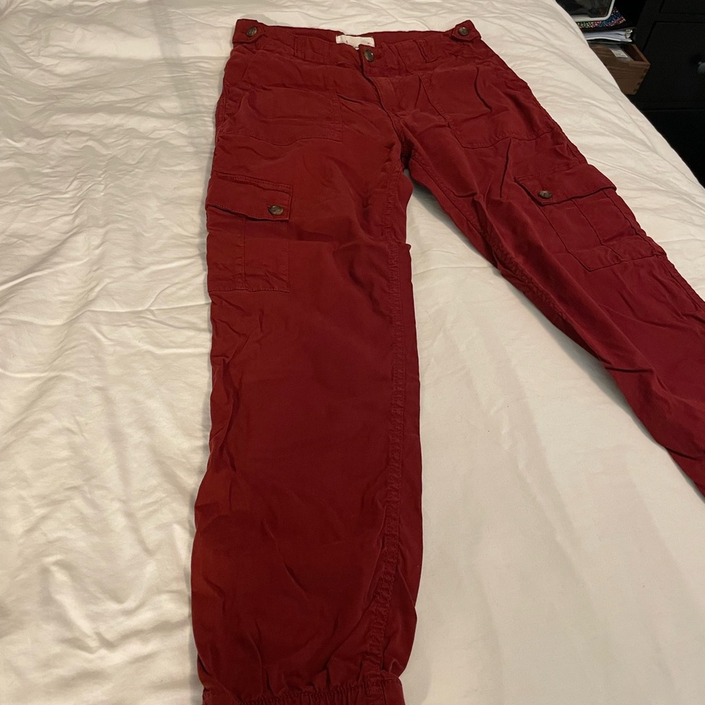 S26 Anthropologie Red Cargo Joggers